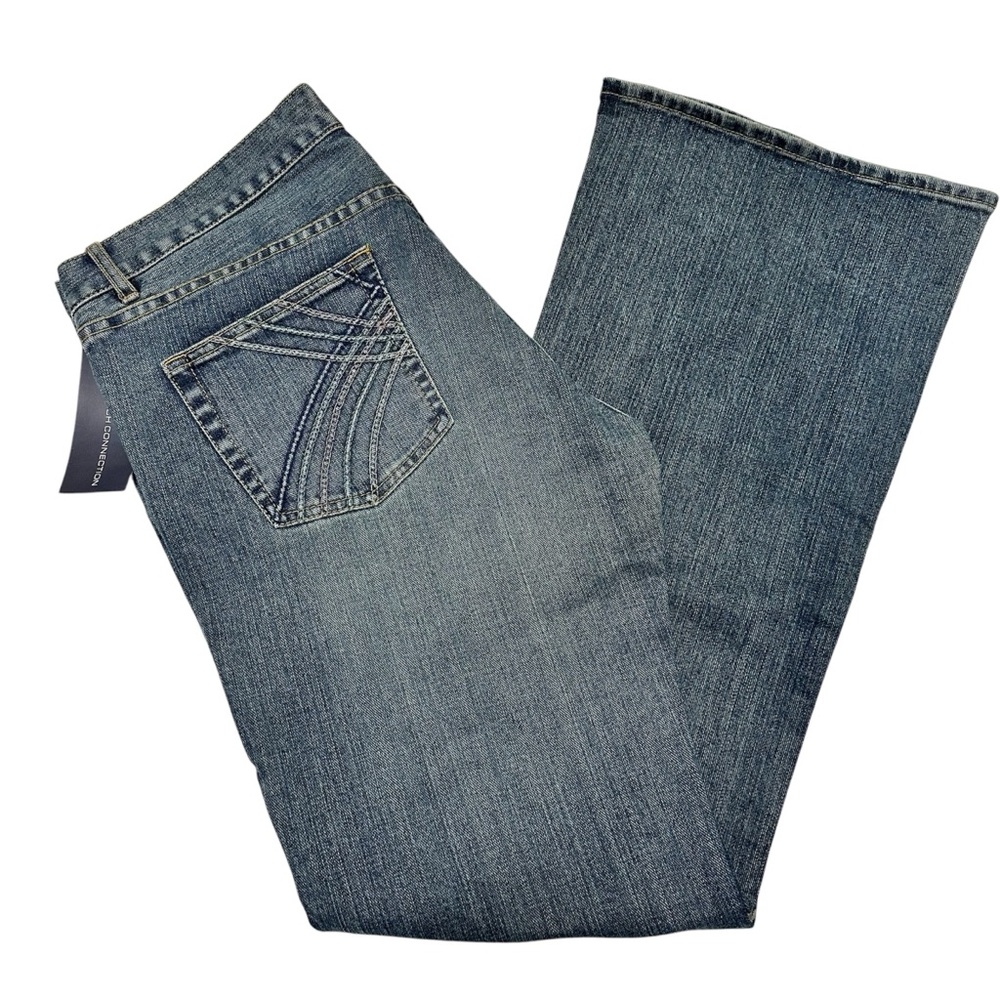 FCUK French Connection NWT Blue Flare Jeans with Decorative Stitching SZ 12